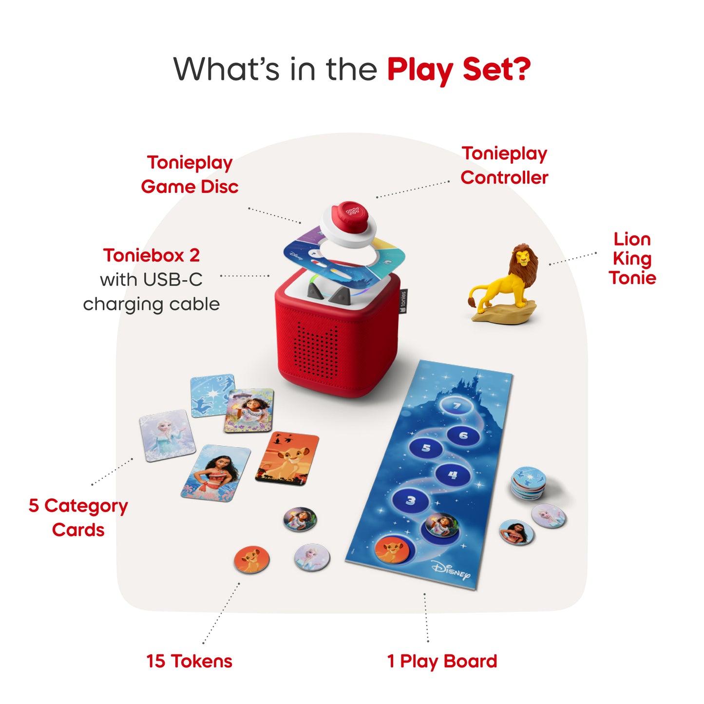 Tonie Toniebox 2 Play Set with Lion King- Sunset Red