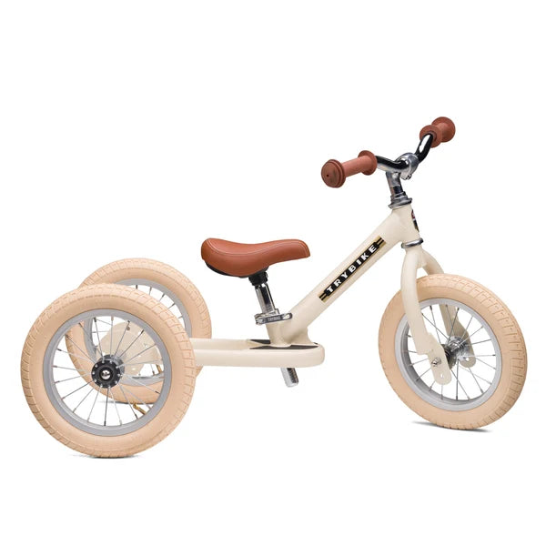 Trybike 2-in-1 Steel Balance Bike & Trike Cream