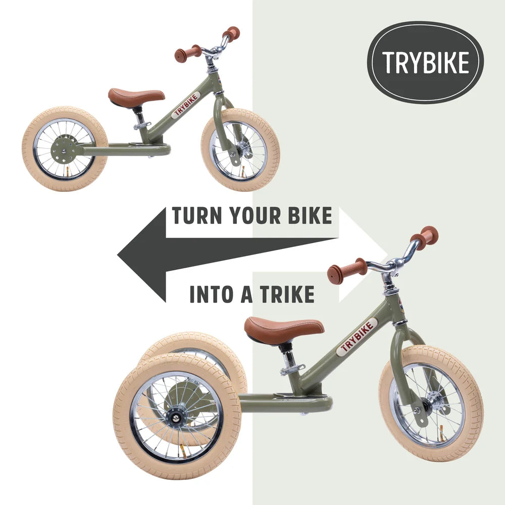 Trybike 2-in-1 Steel Balance Bike & Trike Pink