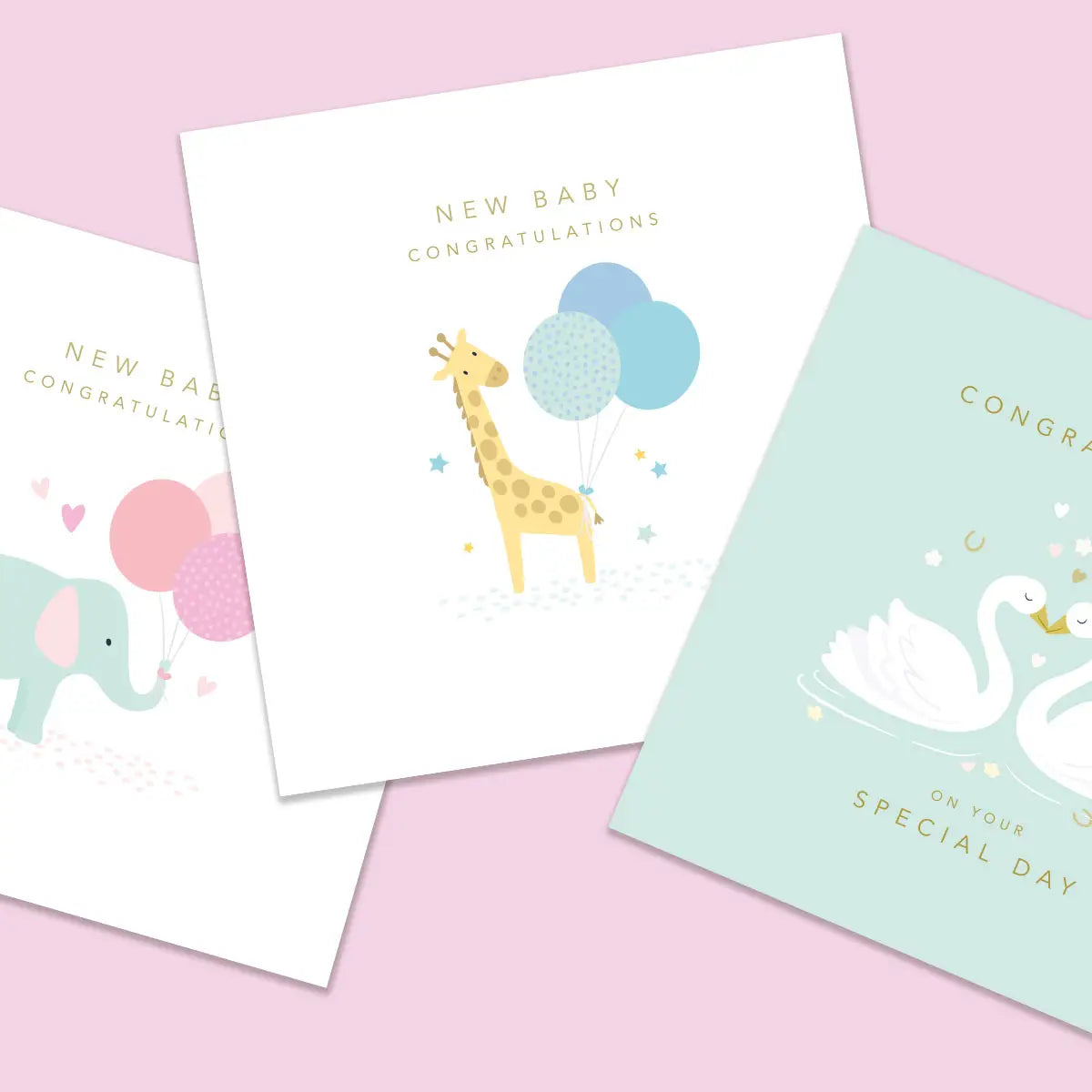 Klara Hawkins Cute Giraffe Rainbow New Baby Card