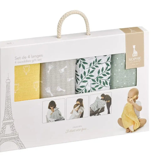 Sophie Le Girafe 4 Coloured Swaddle Set