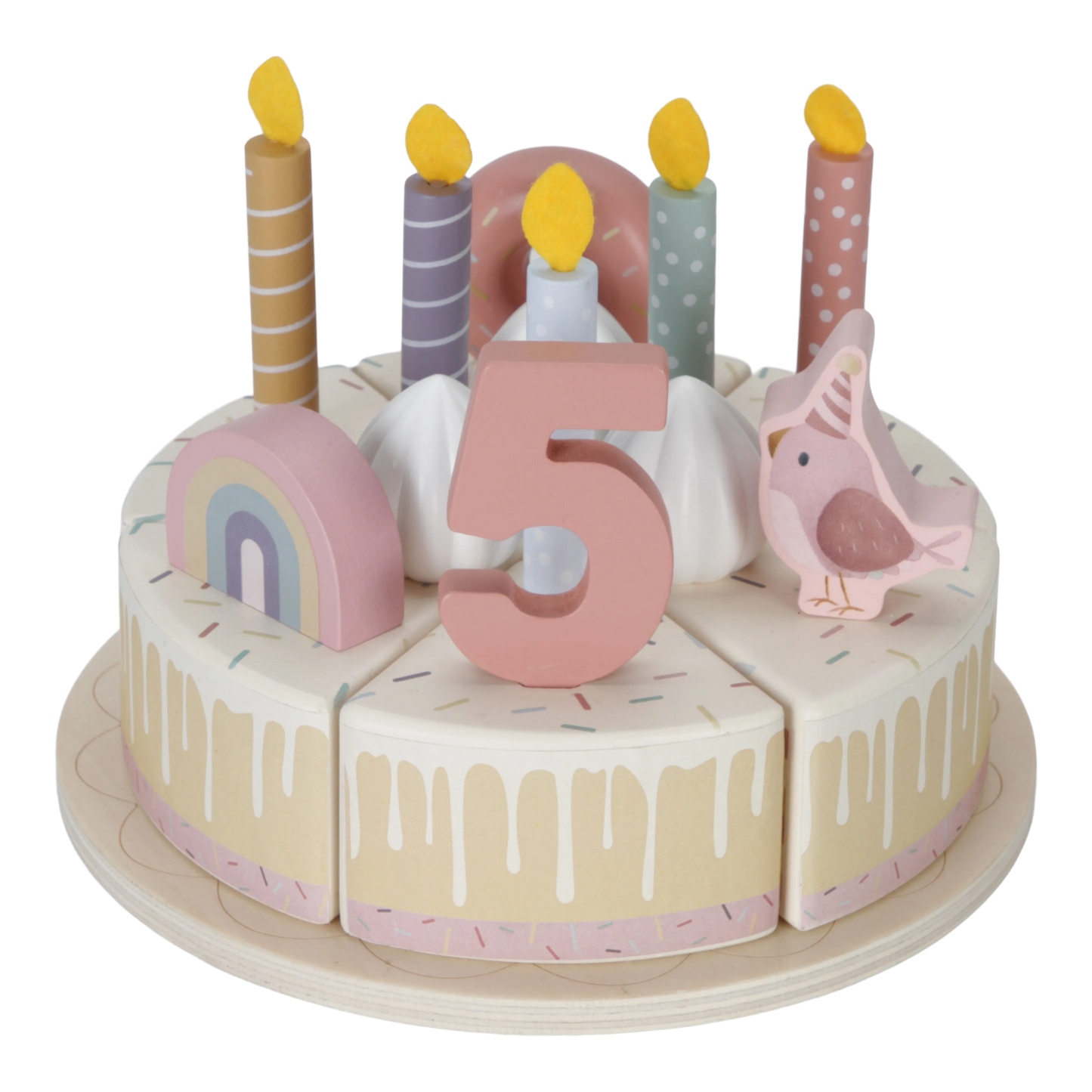 Little Dutch Pink Wooden Birthday Cake & Birthday Crown Bundle