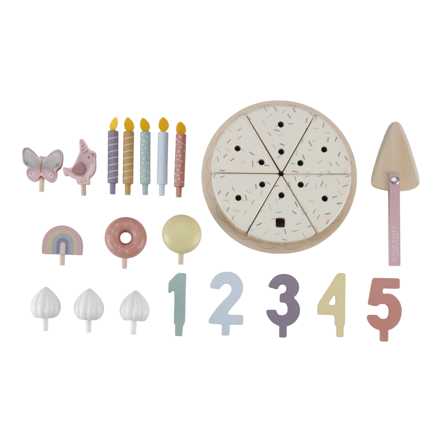 Little Dutch Pink Wooden Birthday Cake & Birthday Crown Bundle