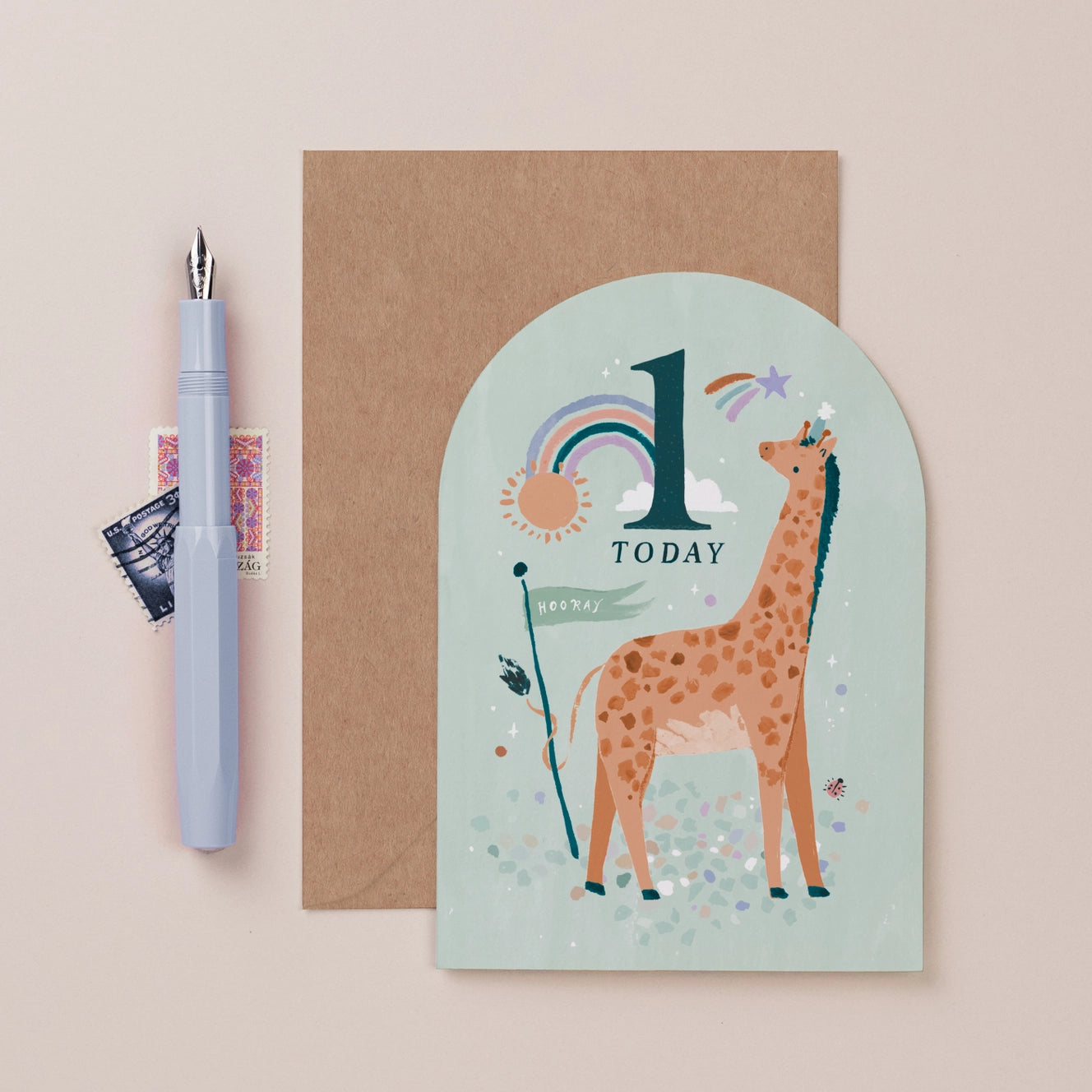 Sister Paper Co. Age 1 Giraffe Birthday Card