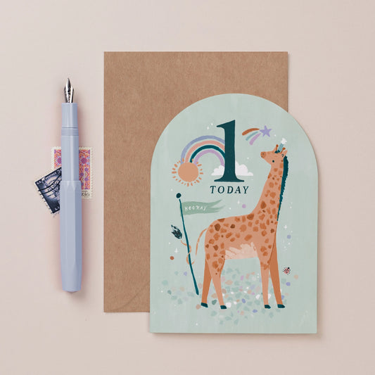 Sister Paper Co. Age 1 Giraffe Birthday Card