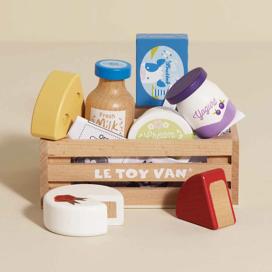 Le Toy Van Cheese & Dairy Wooden Market Crate