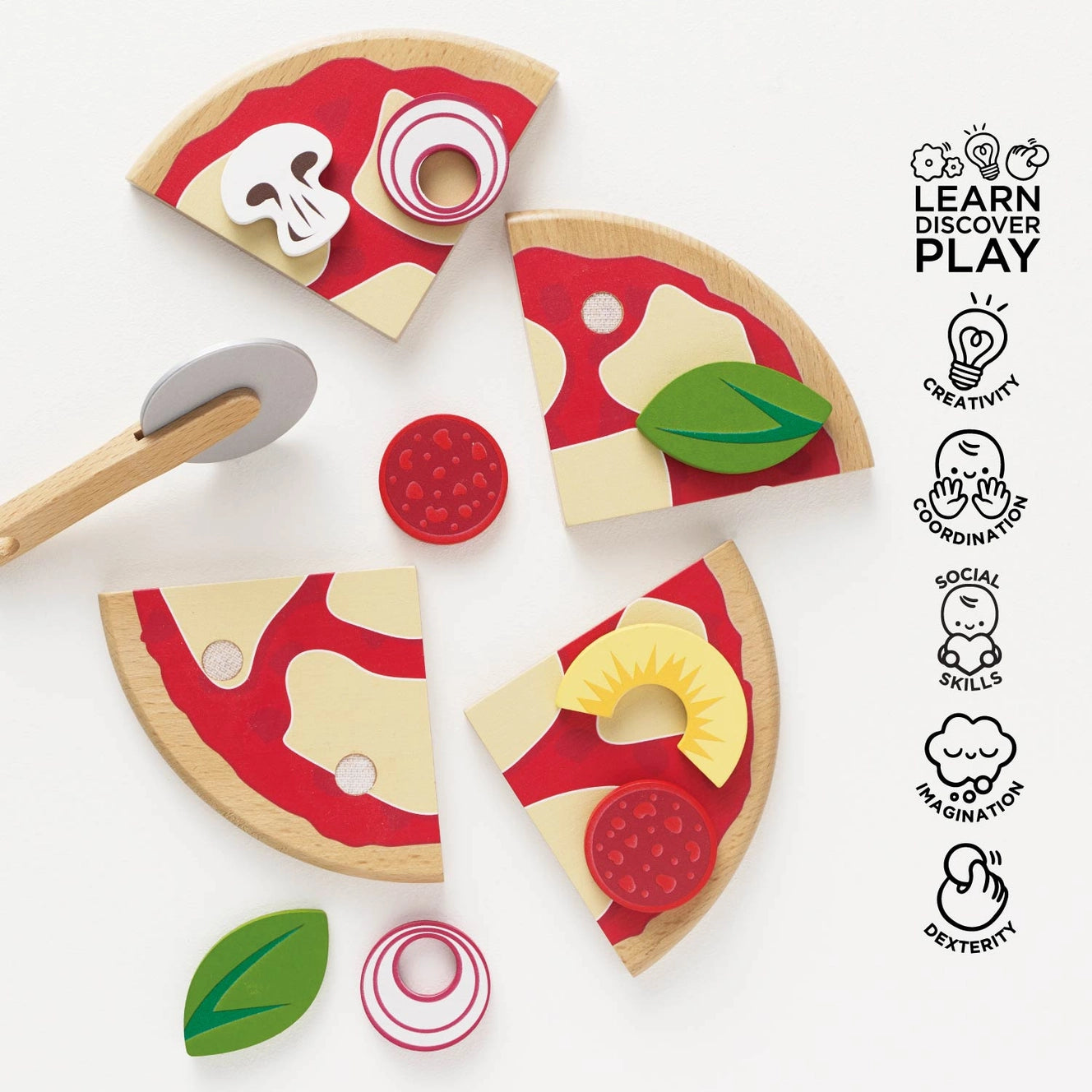 Le Toy Van- Roleplay Pizza & Toppings with Slice Cutter