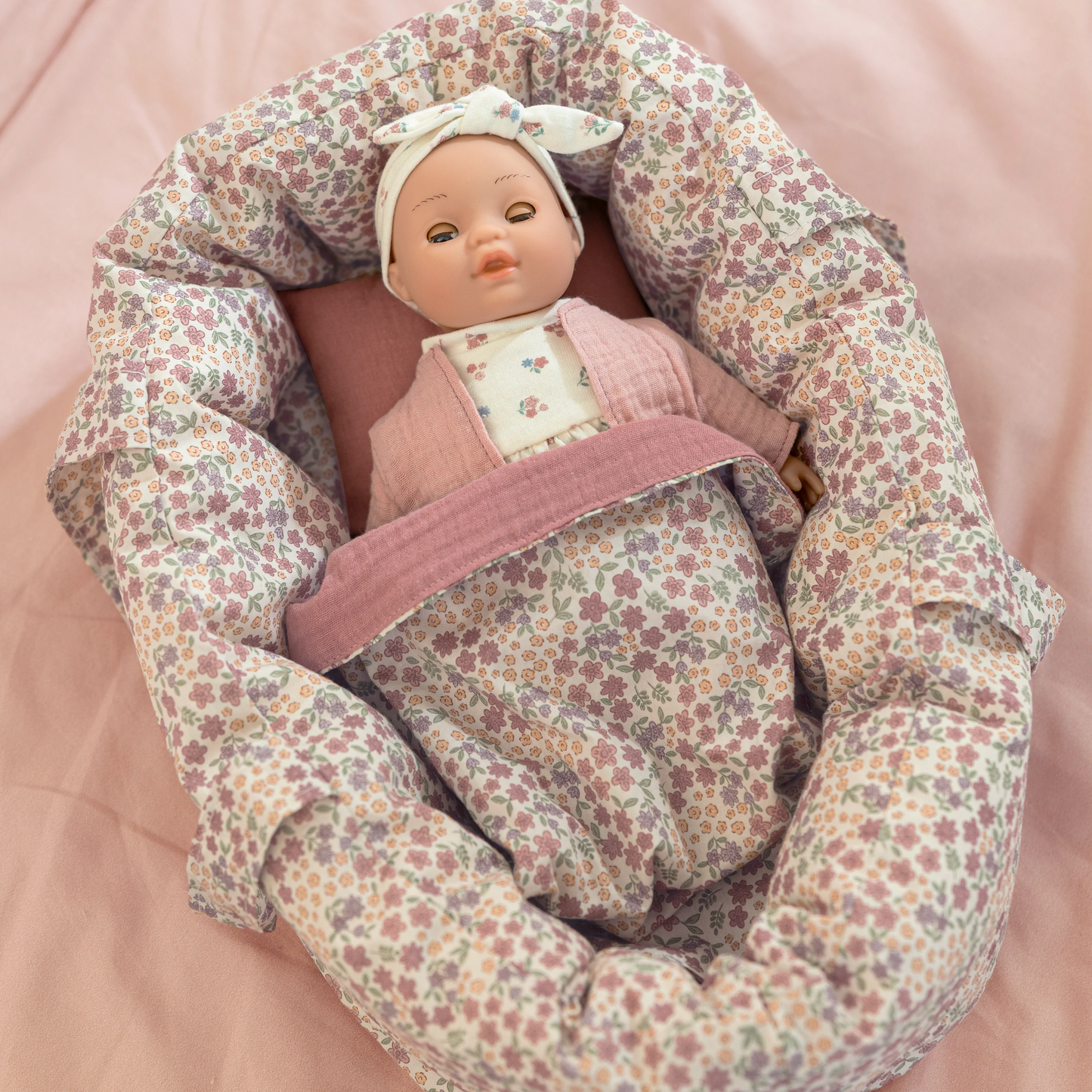 Little Dutch Doll Carry Travel Cot- Pink