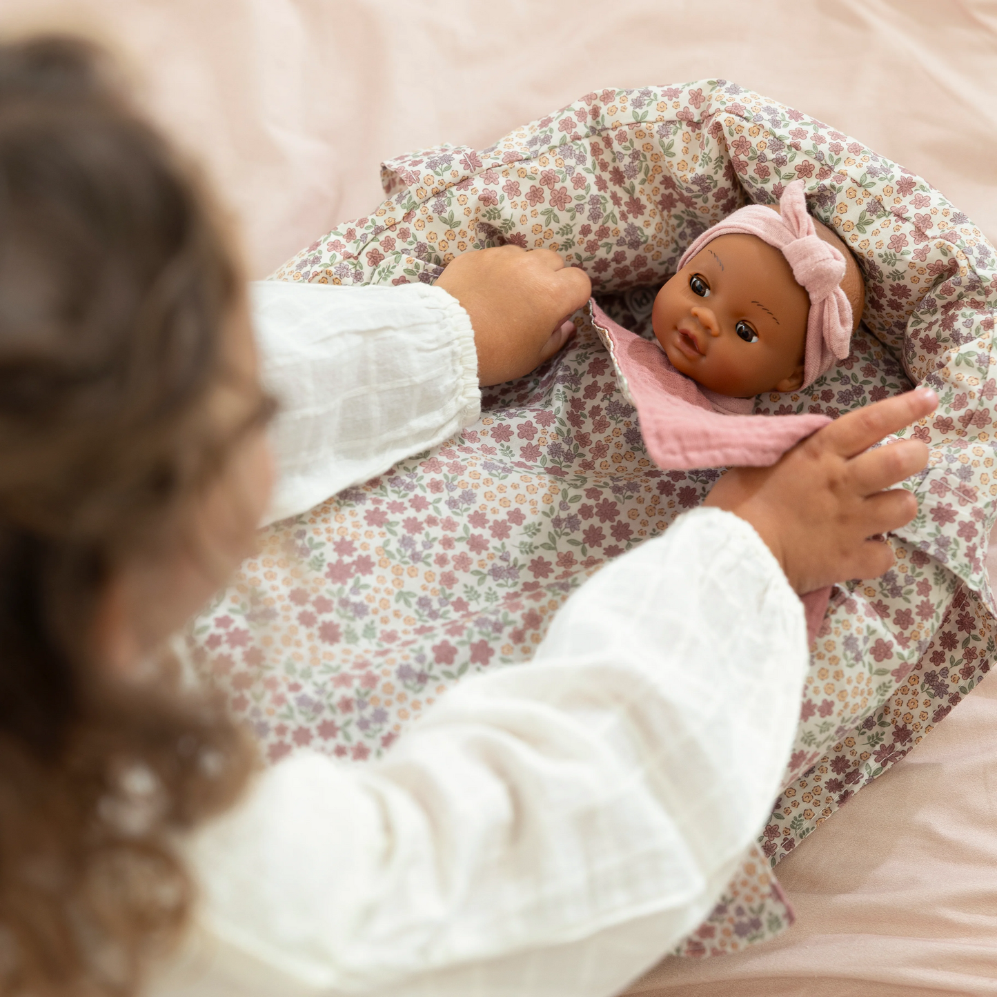 Little Dutch Doll Carry Travel Cot- Pink