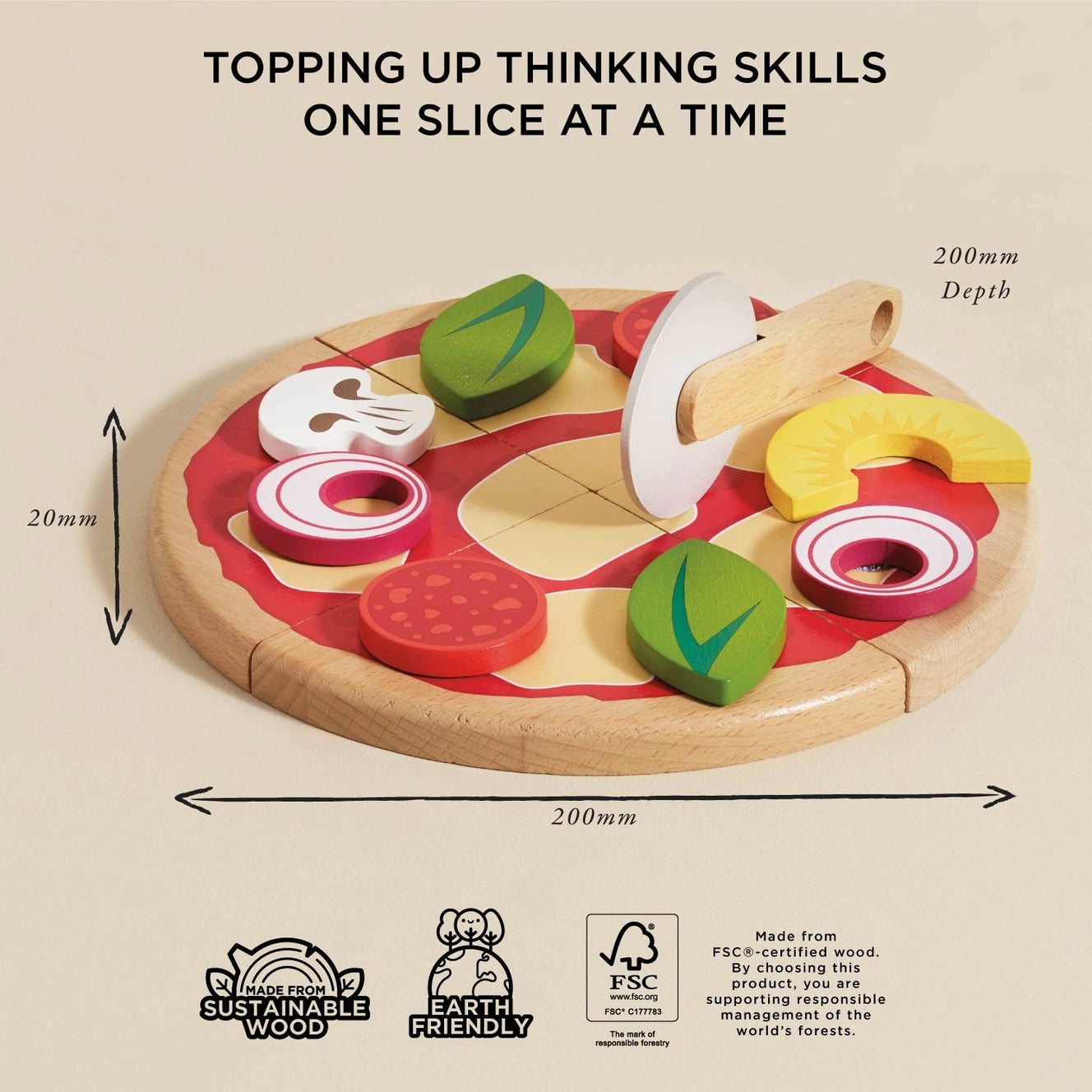 Le Toy Van- Roleplay Pizza & Toppings with Slice Cutter