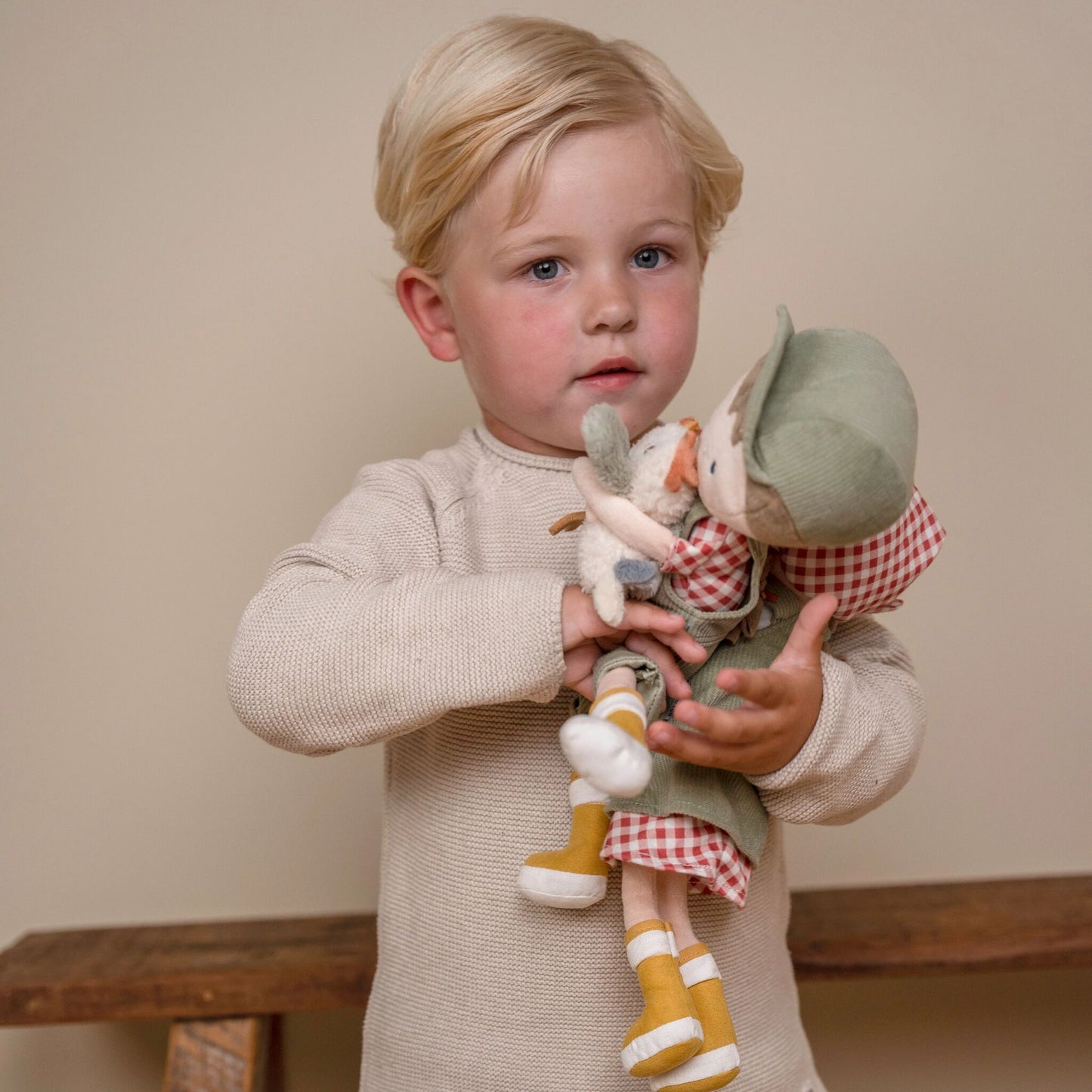 Little Dutch Cuddle Doll Farmer Jim With Chicken 35Cm