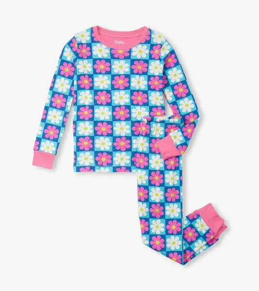 Hatley Girls Checkered Daisies Organic Cotton Pyjama Set