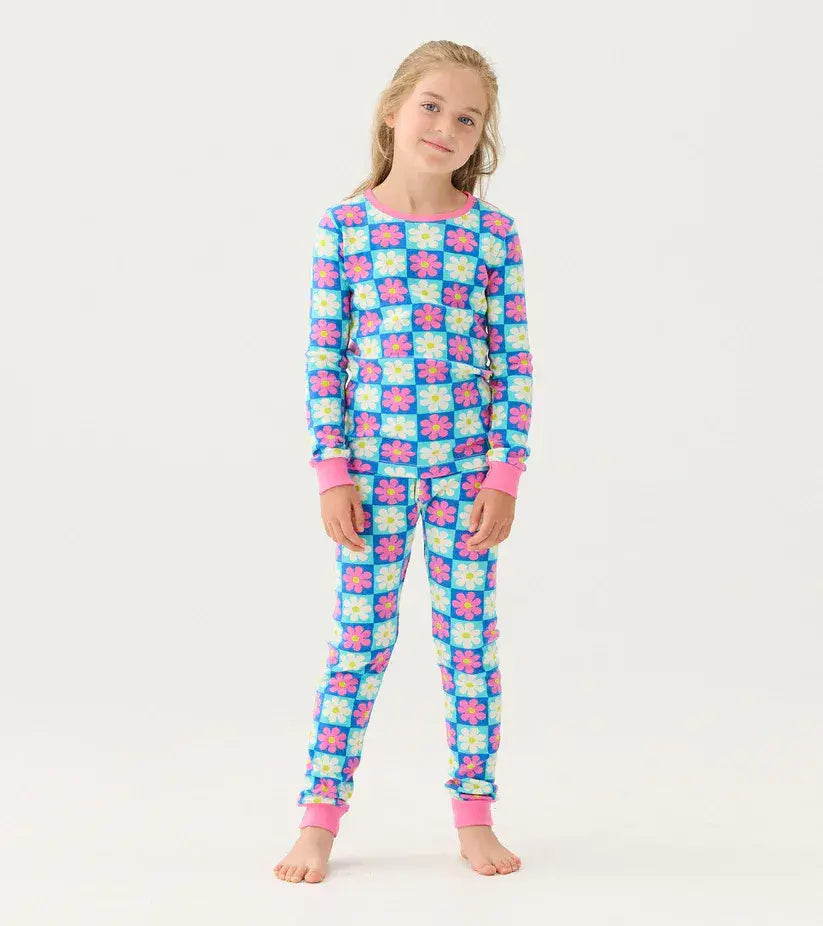 Hatley Girls Checkered Daisies Organic Cotton Pyjama Set