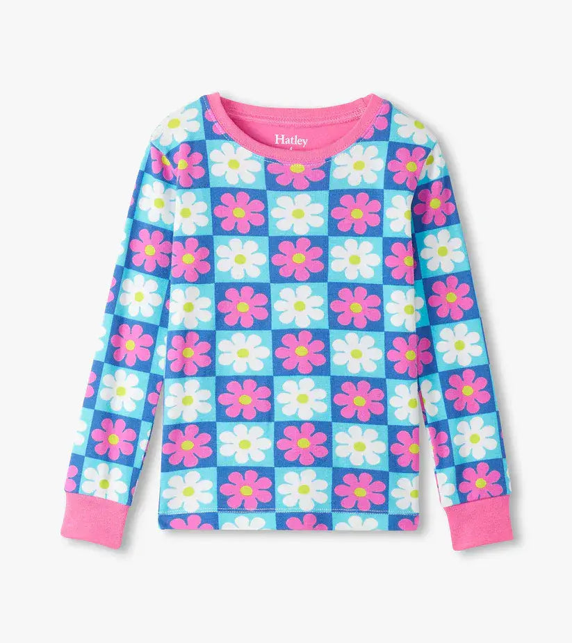 Hatley Girls Checkered Daisies Organic Cotton Pyjama Set