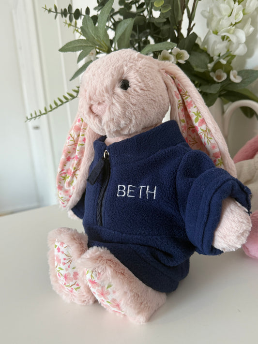 Personalised Navy Teddy Quarter-Zip Fleece