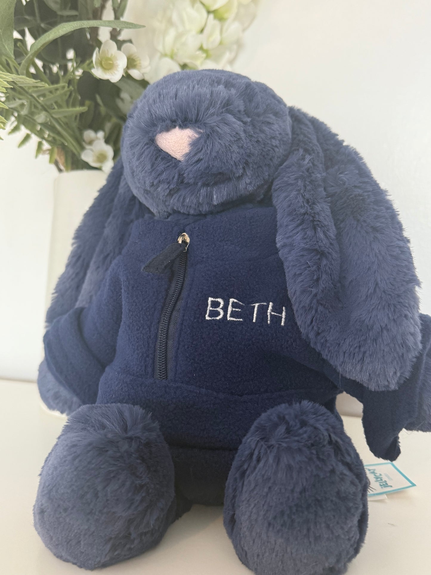 Personalised Navy Teddy Quarter-Zip Fleece