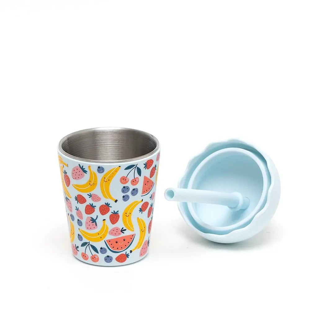 Chino Club Blue Happy Fruits Mini Smoothie Cup with Lid & Straw