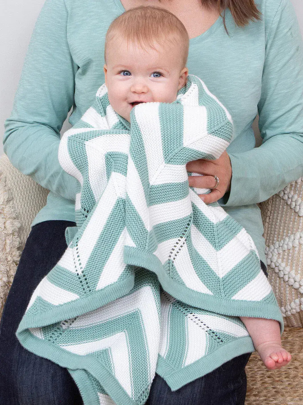 Kite Chevron Knit Blanket Soft Spruce