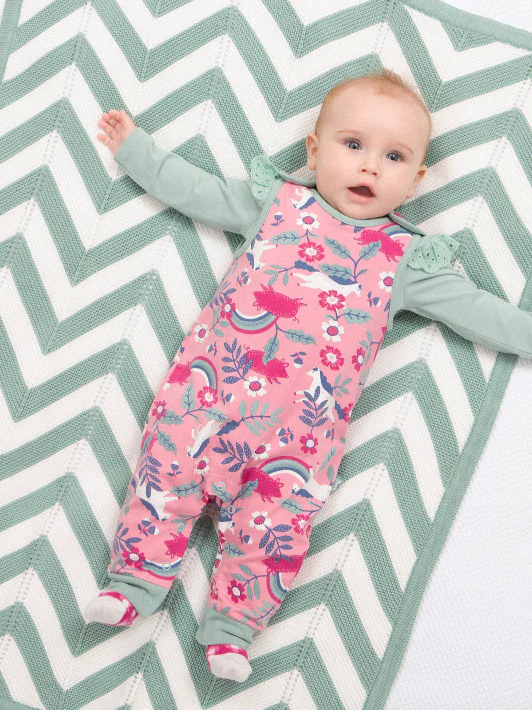 Kite Chevron Knit Blanket Soft Spruce
