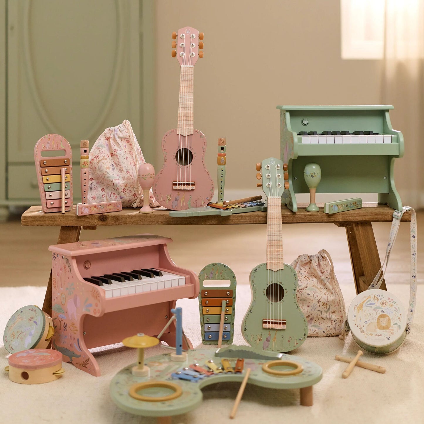 Little Dutch Wooden Guitar Pink - Safari Friends