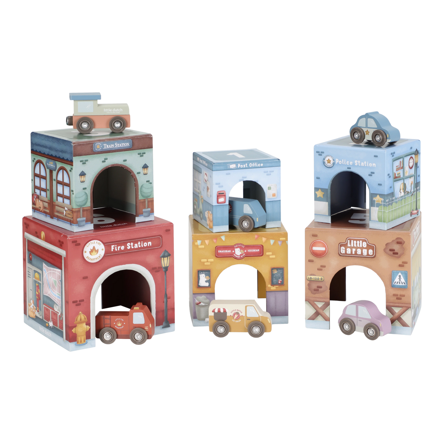 Little Dutch Stacking Blocks With 6 Cars