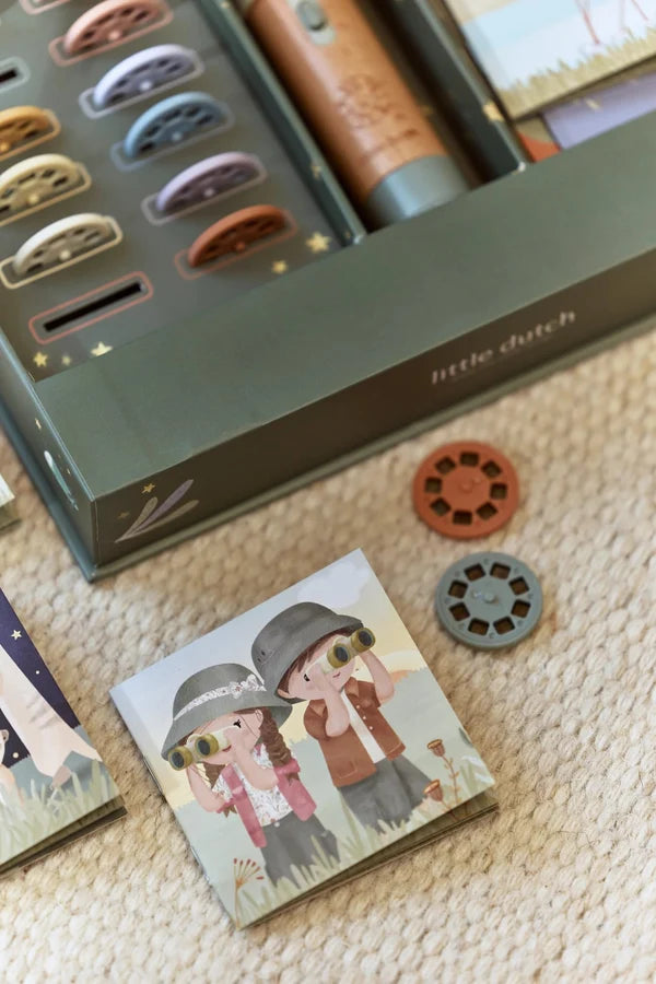 Little Dutch Story Projector Flashlight- Green Safari Friends