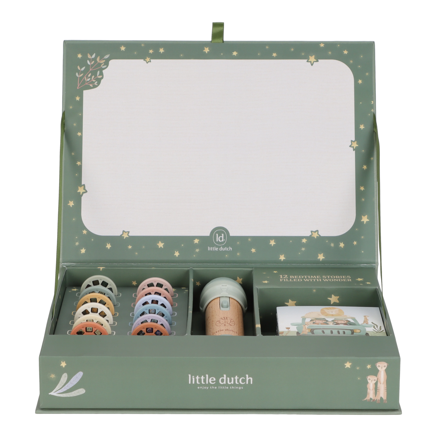 Little Dutch Story Projector Flashlight- Green Safari Friends