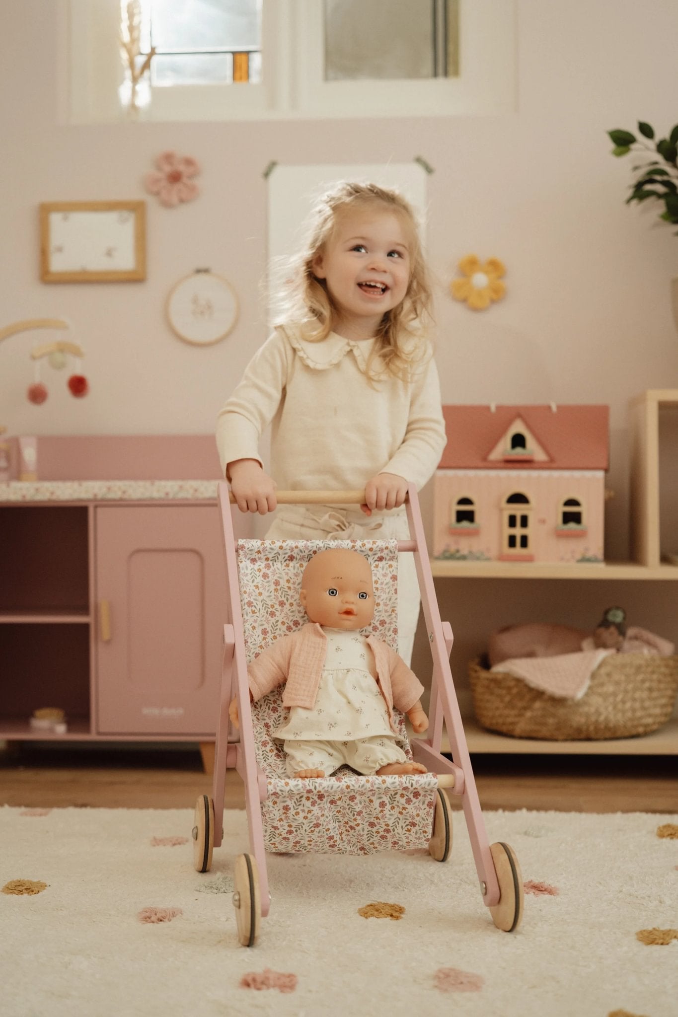 Little Dutch Wooden Doll Stroller