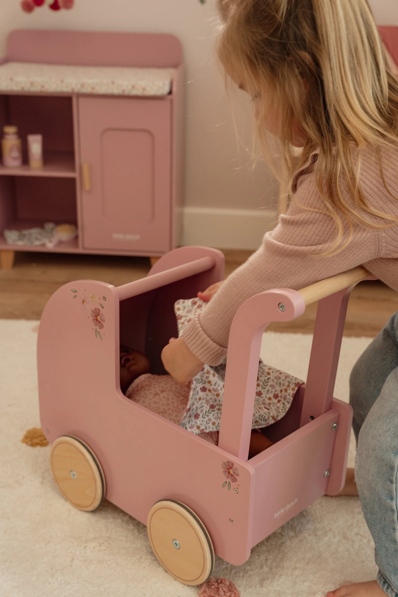 Little Dutch Wooden Doll Pram